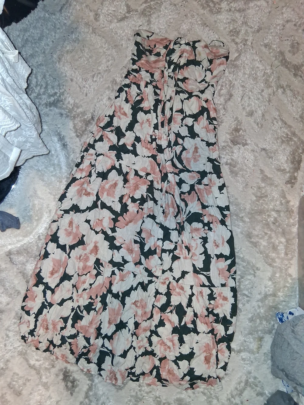 Abercrombie & Fitch Strapless Floral Maxi Dress — Blush on Black